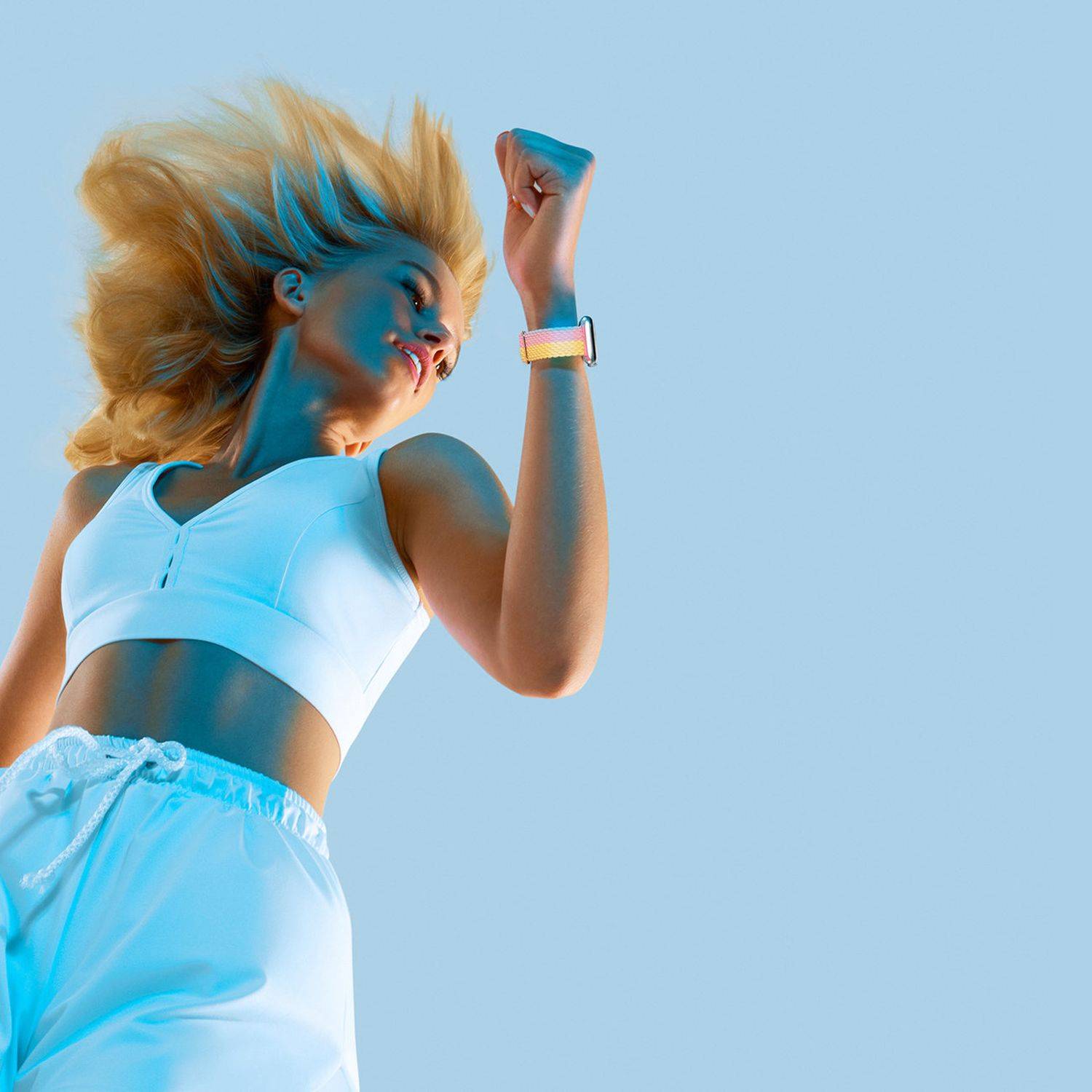 Dux Ducis Stoffband Uhrenarmband kompatibel mit Watch 7 / SE 45/44 / 42mm Stoff Gehäuse Rosa-Gelb