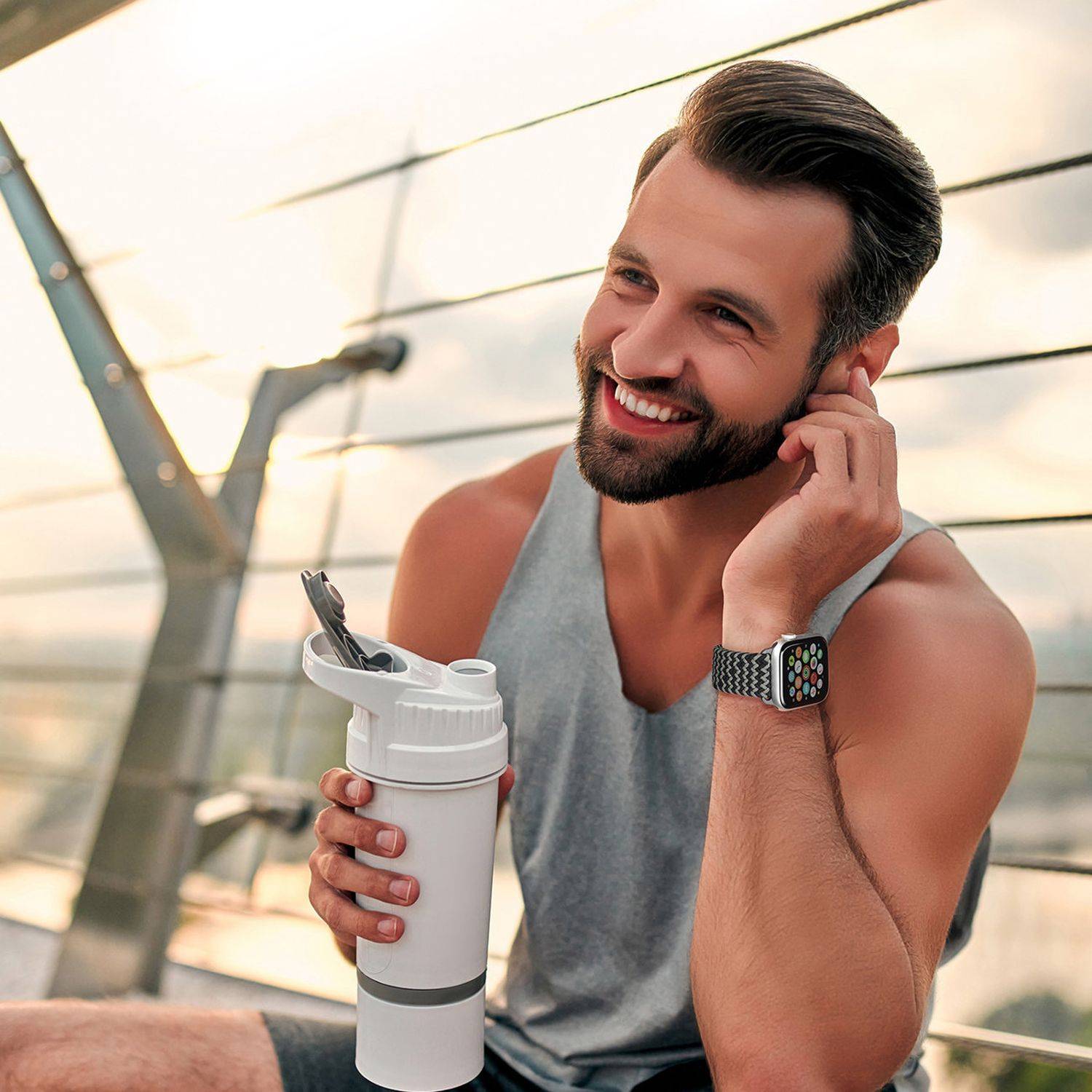 Dux Ducis Stoffband Uhrenarmband kompatibel mit Watch 7 / SE 45/44 / 42mm Stoff Gehäuse Grün