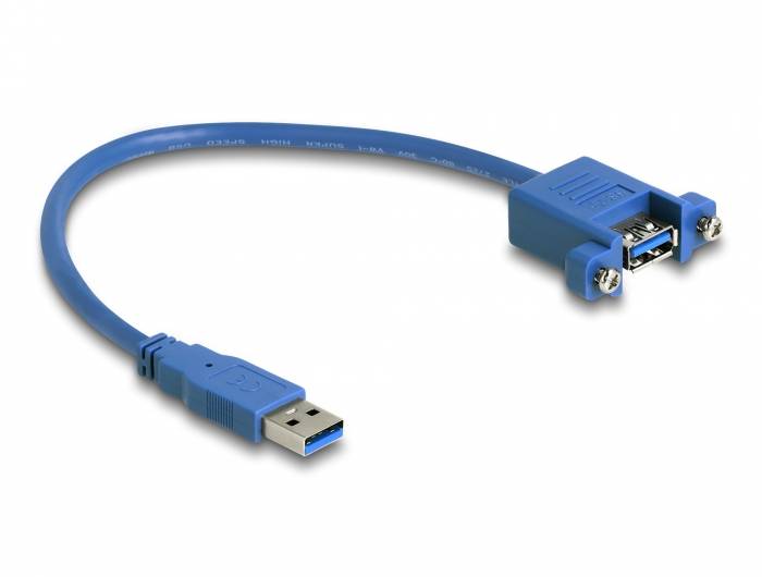 Delock USB-Kabel - USB (M) zu USB (W) schraubbar