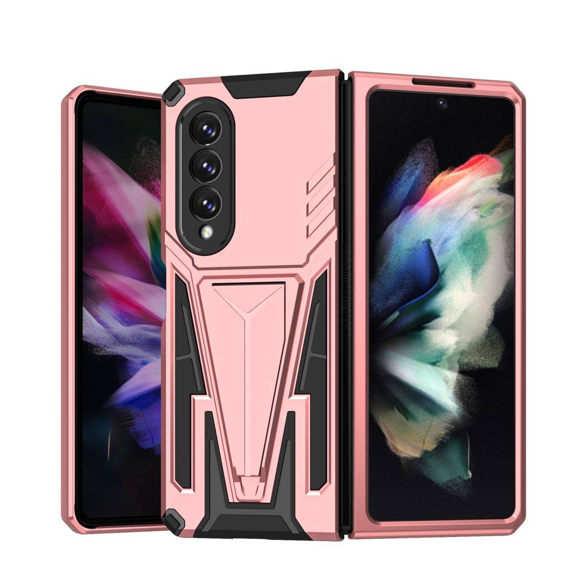 Für Samsung Galaxy Z Fold4 5G Outdoor Armor Kunststoff Super V Hart Cover Handy Tasche Hülle Etuis Pink
