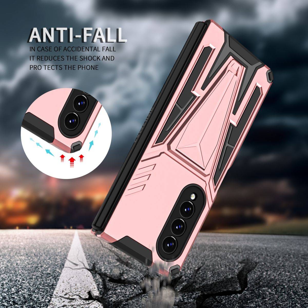 Für Samsung Galaxy Z Fold4 5G Outdoor Armor Kunststoff Super V Hart Cover Handy Tasche Hülle Etuis Pink