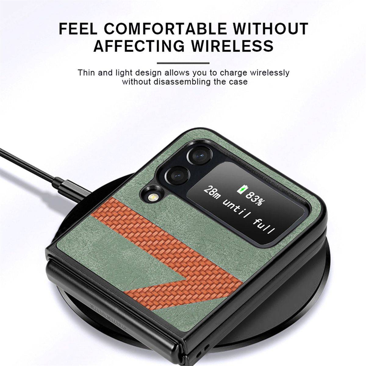 Für Samsung Galaxy Z Flip4 5G Kunstleder / Kunststoff V-Muster Struktur Handy Tasche Hülle Etuis Blau