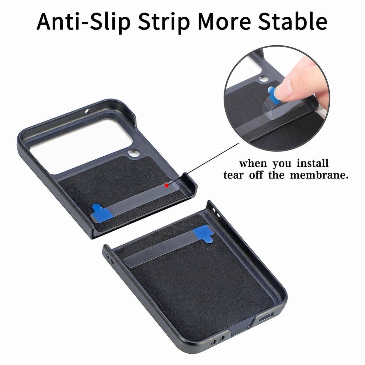 Für Samsung Galaxy Z Flip4 5G Kunstleder / Kunststoff L-Muster Struktur Handy Tasche Hülle Etuis Blau