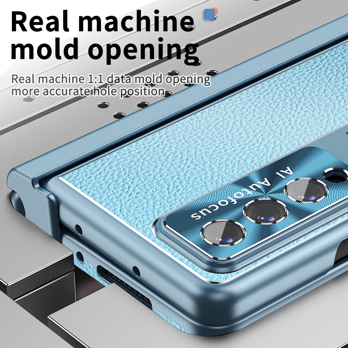 Für Samsung Galaxy Z Fold4 5G Magnetische Kunststoff / Glas Handy Tasche Hülle Etuis Blau + Stift