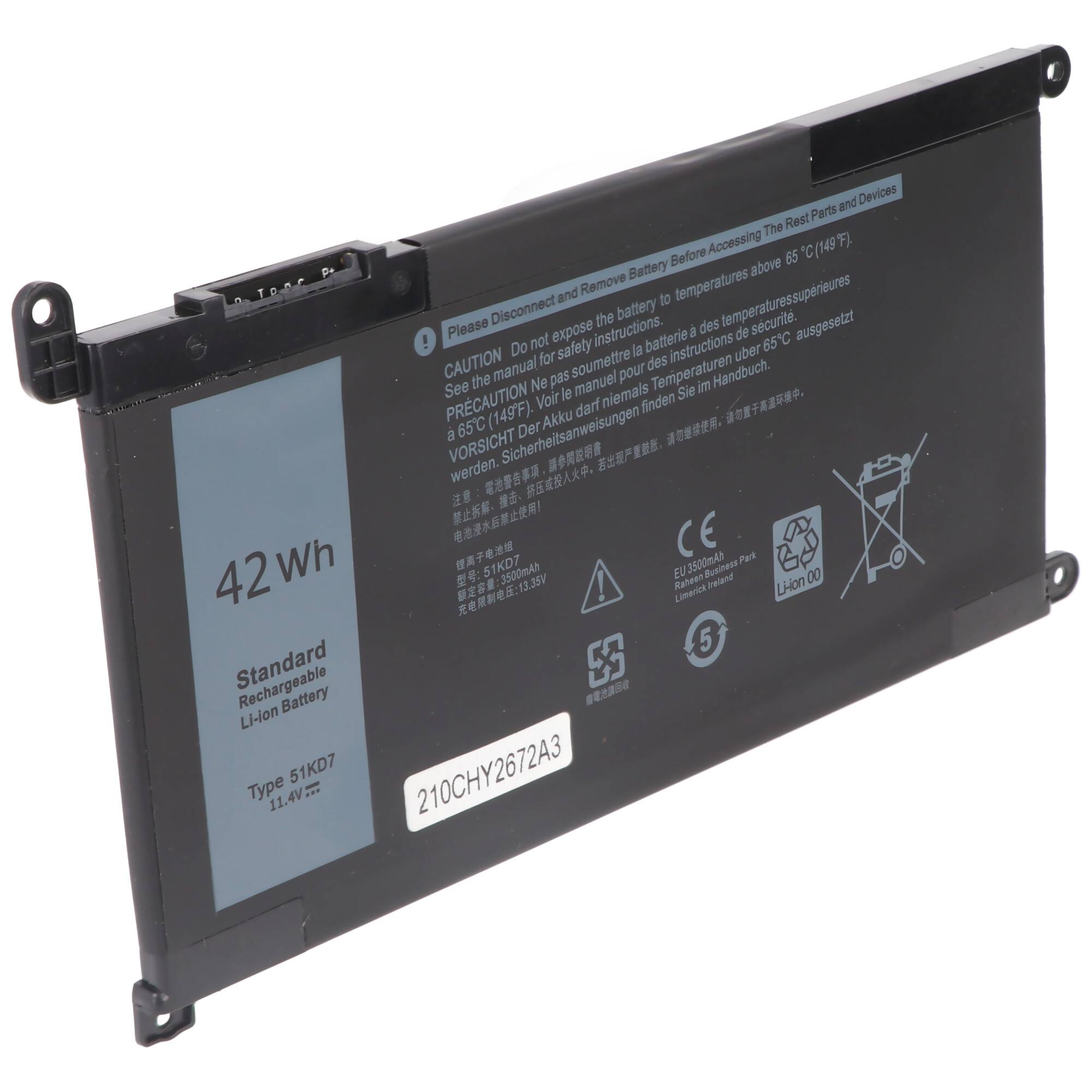 Akku passend für Dell ChromeBook 3180, Li-Polymer, 11,4V, 3684mAh, 42Wh