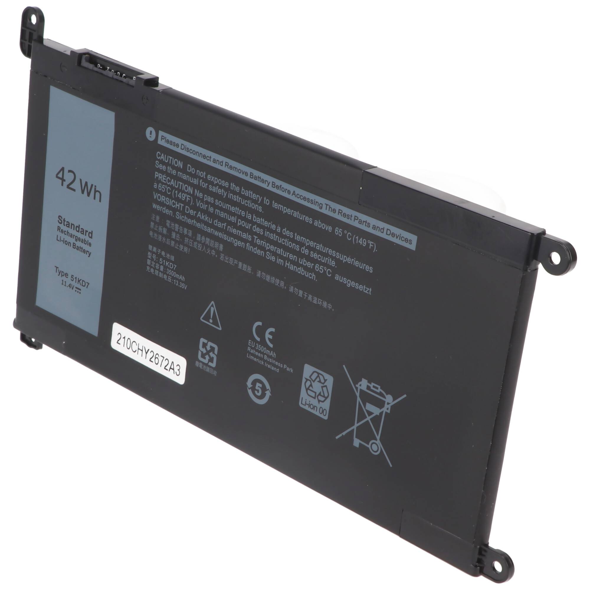 Akku passend für Dell ChromeBook 3180, Li-Polymer, 11,4V, 3684mAh, 42Wh