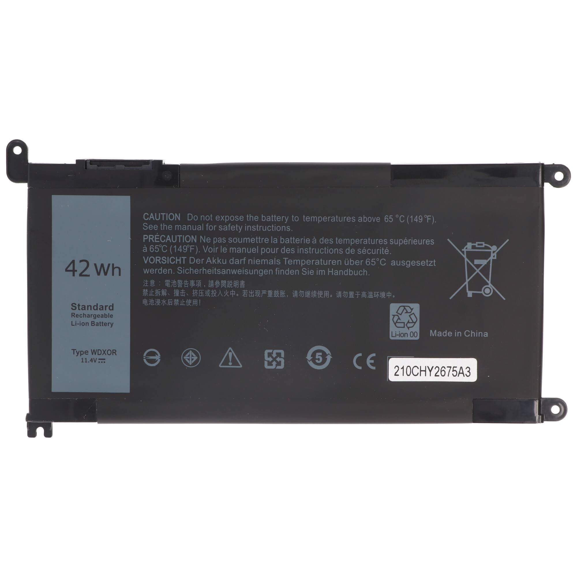 Akku passend für Dell Latitude 3379, Li-Polymer, 11,4V, 3680mAh, 42Wh