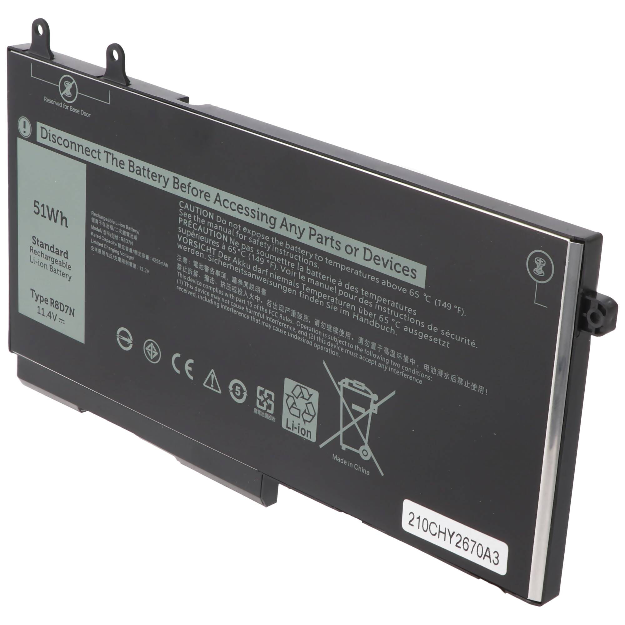 Akku passend für Dell Latitude 5401, 5501, Li-Polymer, 11,4V, 4470mAh, 51Wh