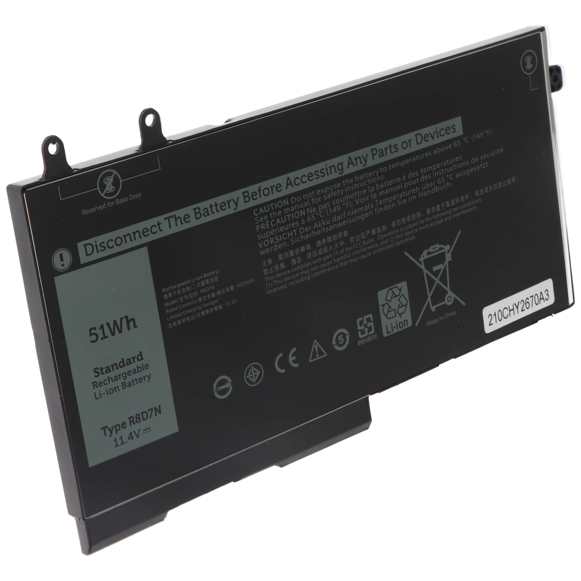 Akku passend für Dell Latitude 5401, 5501, Li-Polymer, 11,4V, 4470mAh, 51Wh