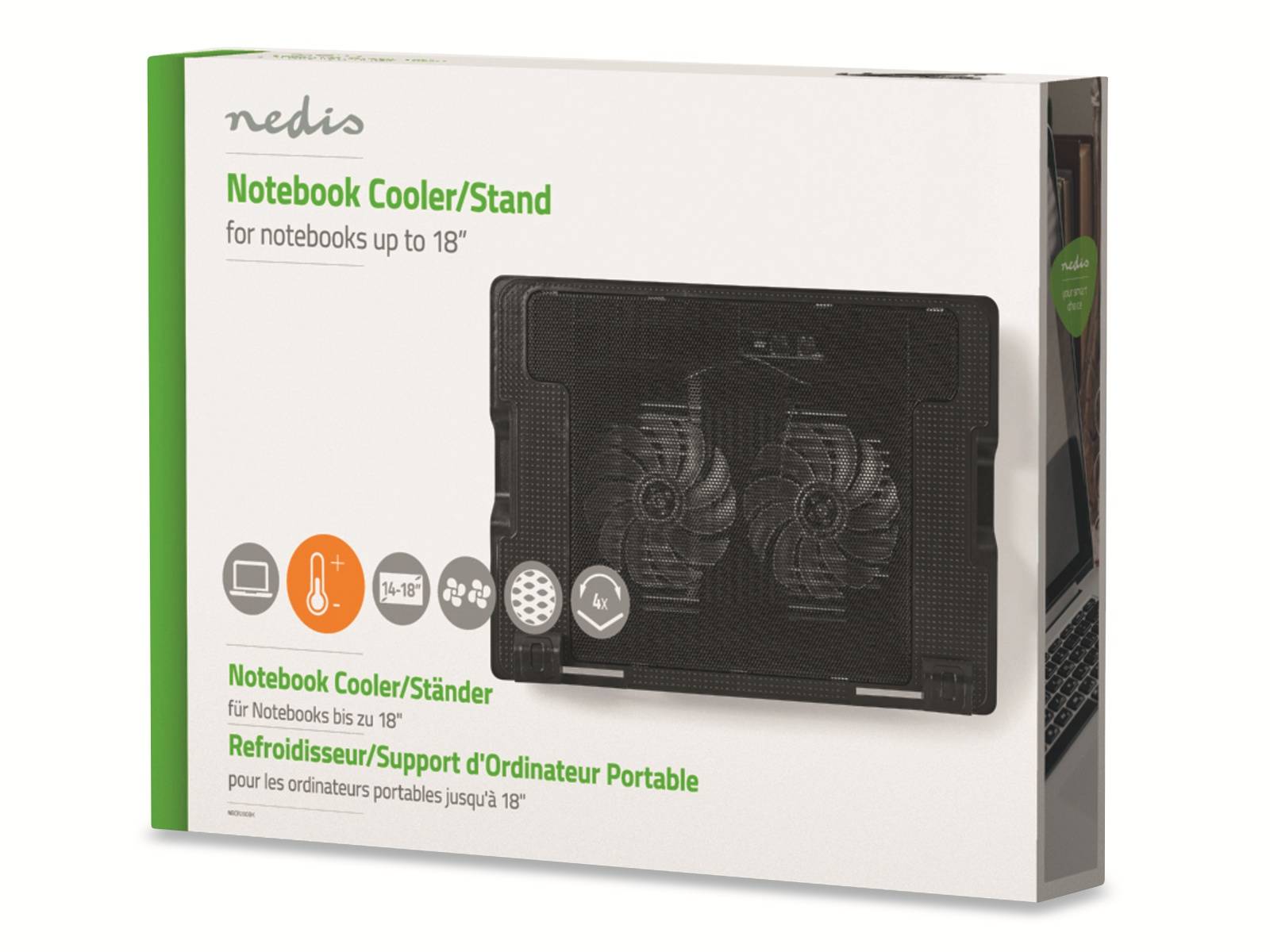 Nedis Notebook-Kühler/Ständer für Notebooks bis zu 18 Zoll