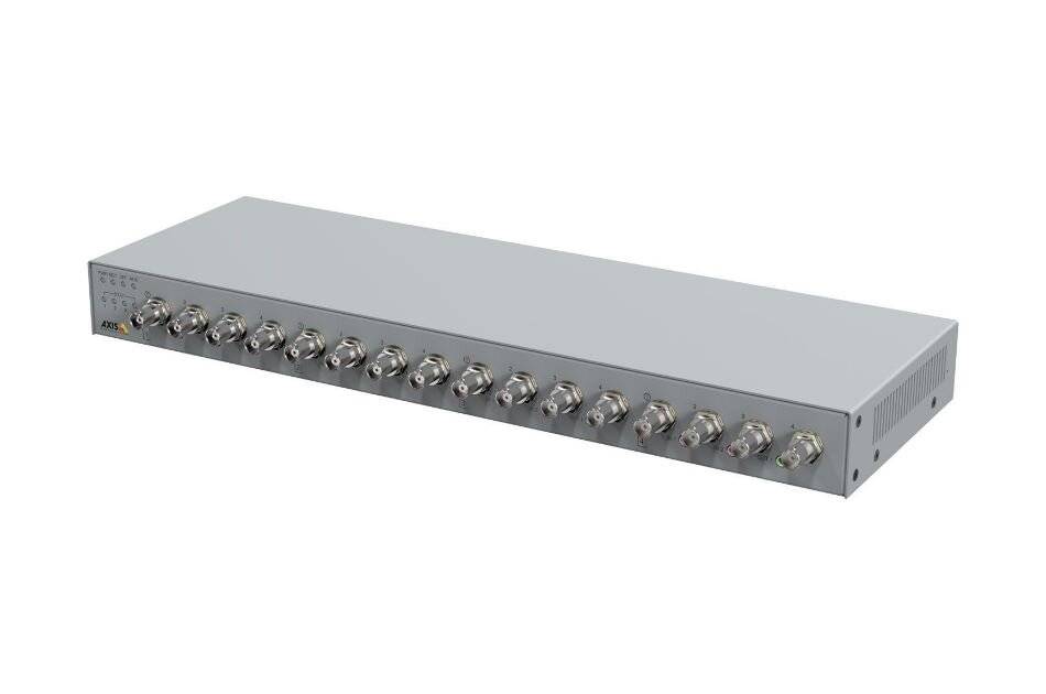 Silbernes Rack-Mount-Gerät mit einer Reihe von Frontplattensteckern, wahrscheinlich eine Netzwerk- oder Audioverteilungseinheit.