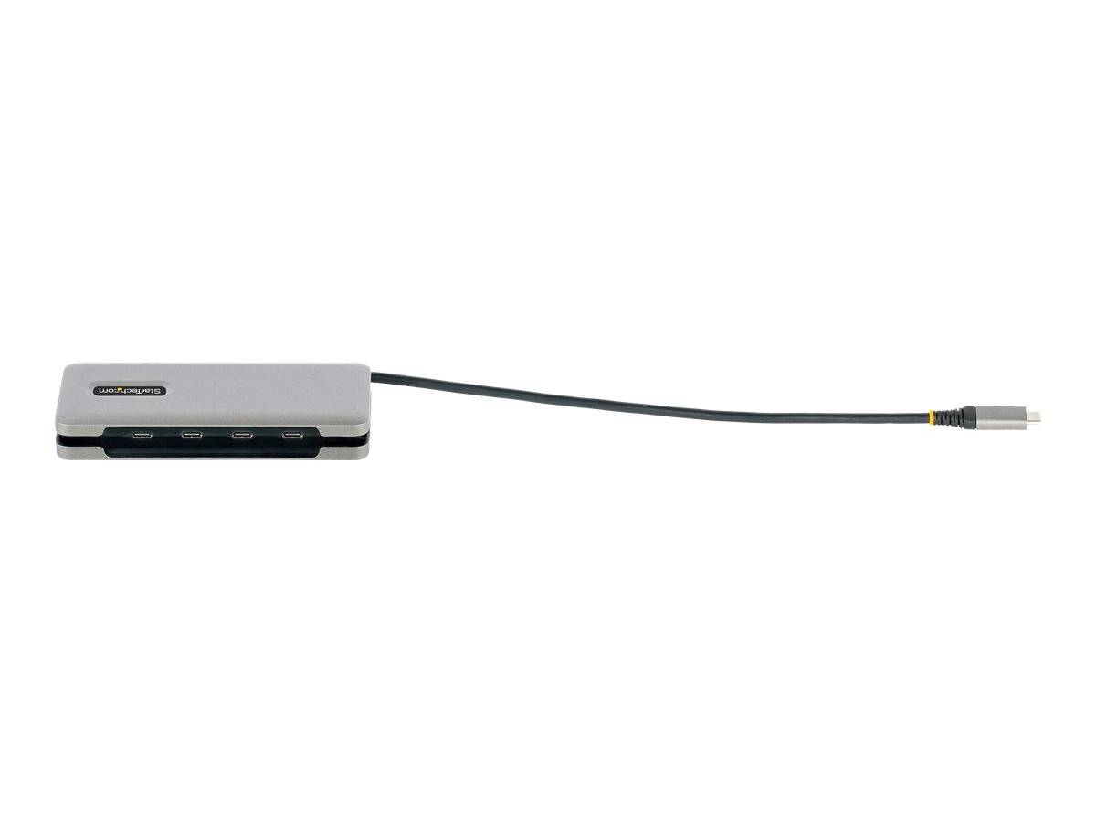 Kleines rechteckiges elektronisches Gerät mit einem Kabel, das in einem Stecker endet, isoliert auf weißem Hintergrund.