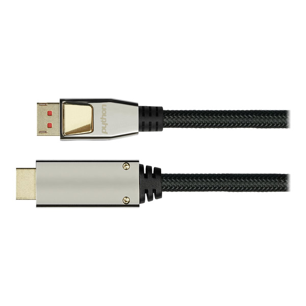 Anschlusskabel DisplayPort 1.4 an HDMI 2.0, 4K / UHD @60Hz, Vollmetallstecker, vergoldete Kontakte, OFC, schwarz, 10m