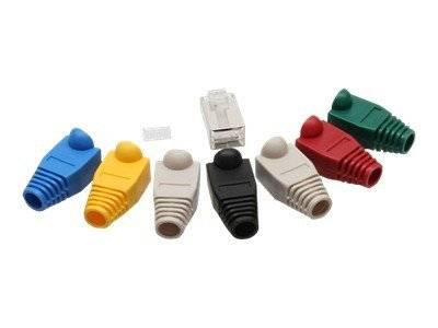 INLINE - 10er Pack Crimpst. RJ45 gesch. - mit Knickschutz & Einfädelhilfe - schwarz