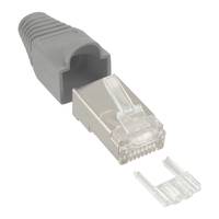 InLine® Crimpstecker RJ45 geschirmt, Knickschutz grau, 10er Pack