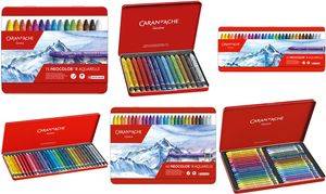 CARAN D'ACHE Aquarell-Wachsmalstift NEOCOLOR II, 15er Etui runde Wachspastelle mit Papierhülle, Wasservermalbare,