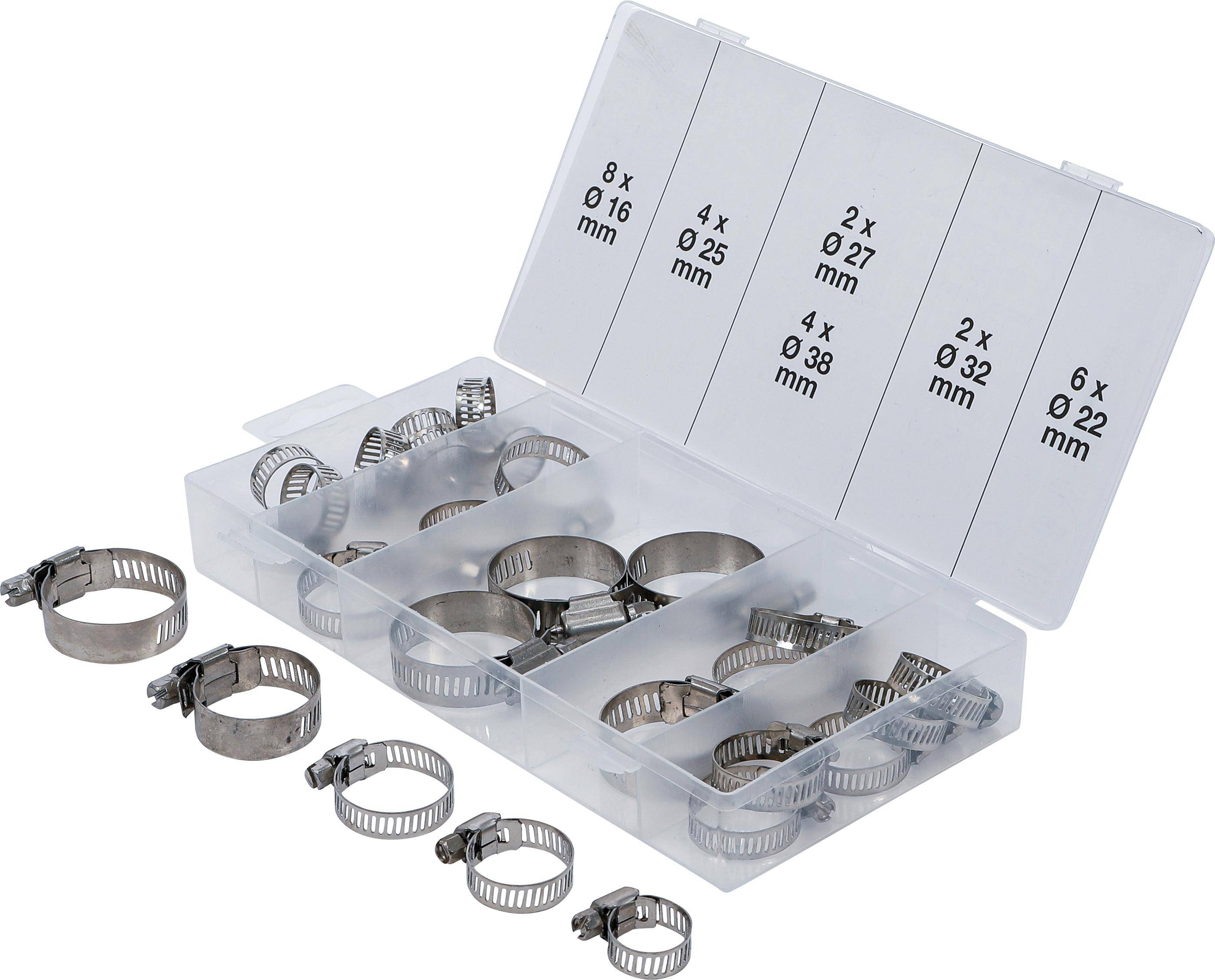 BGS technic Schlauchklemmen-Sortiment | rostfrei | Ø 16 - 38 mm |