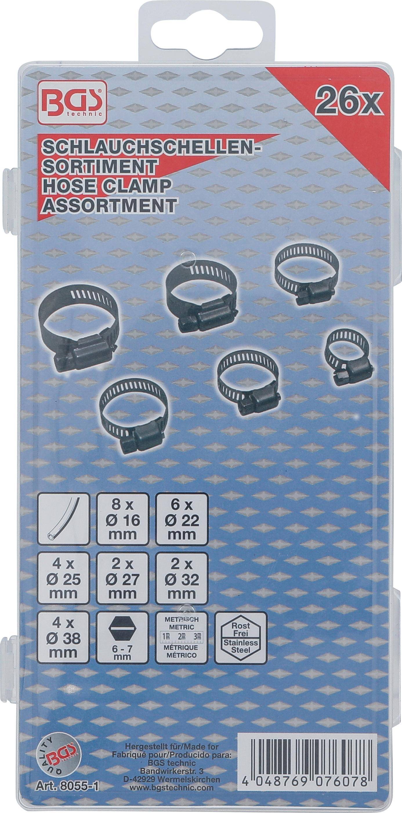 BGS technic Schlauchklemmen-Sortiment | rostfrei | Ø 16 - 38 mm |