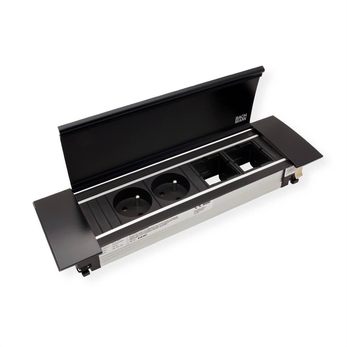 BACHMANN POWER FRAME COVER schwarz ALU 4-fach RAL9005