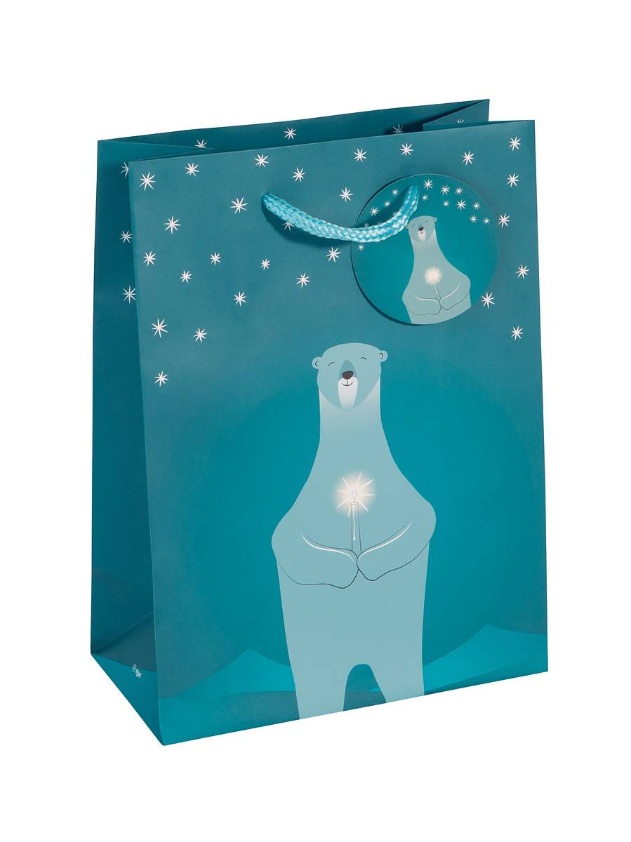 SIGEL Geschenktasche mittel - petrol - mit Bodeneinlage, Geschenkanhänger und farblich abgestimmten Tragekordeln