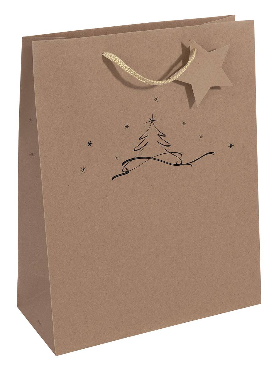 SIGEL Geschenktasche groß - beige - mit Bodeneinlage, Geschenkanhänger und farblich abgestimmten Tragekordeln