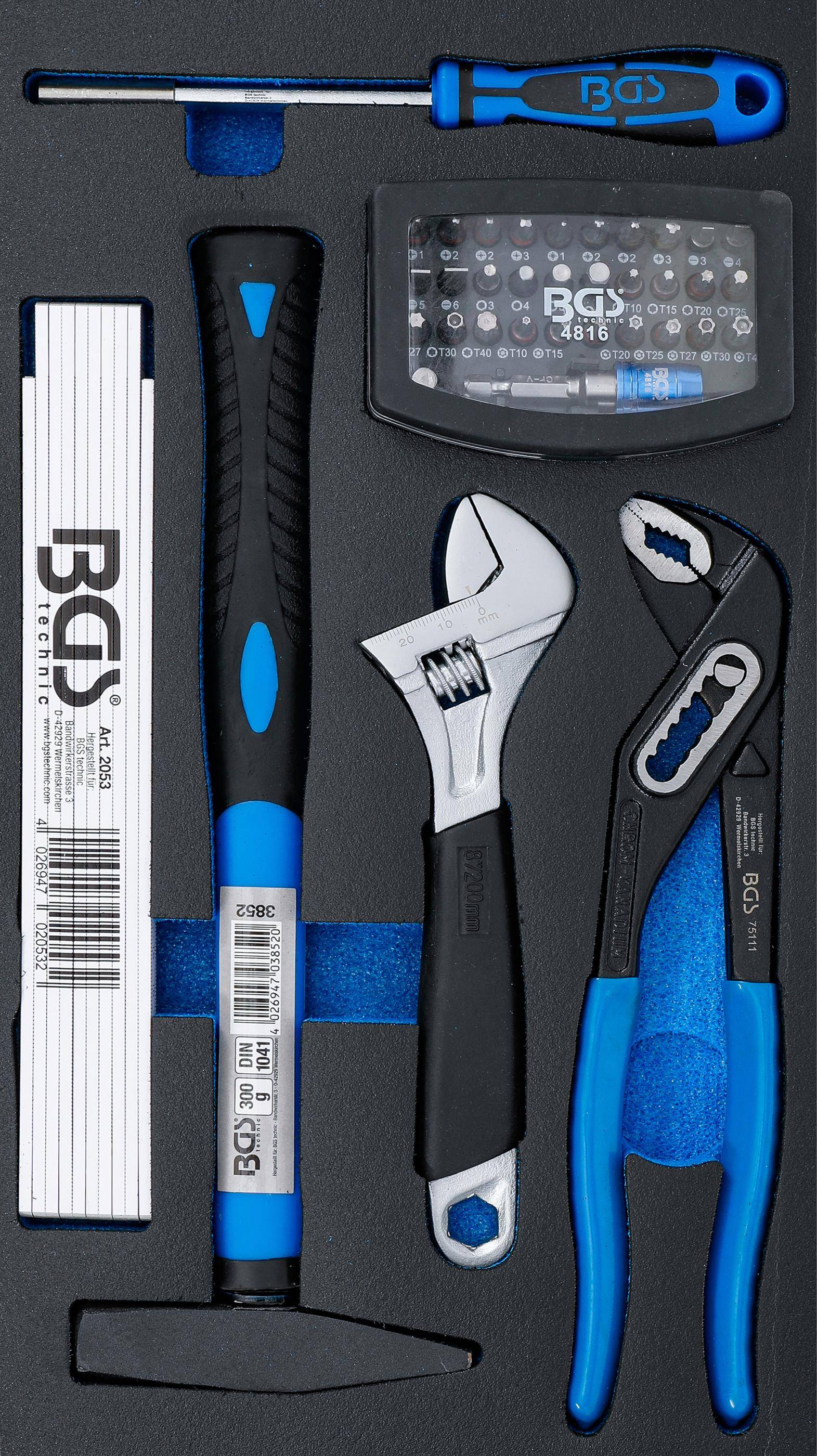 BGS Schaumeinlage fr Art. 2002 | Handwerkzeug- und Bit-Satz | 37-tlg.