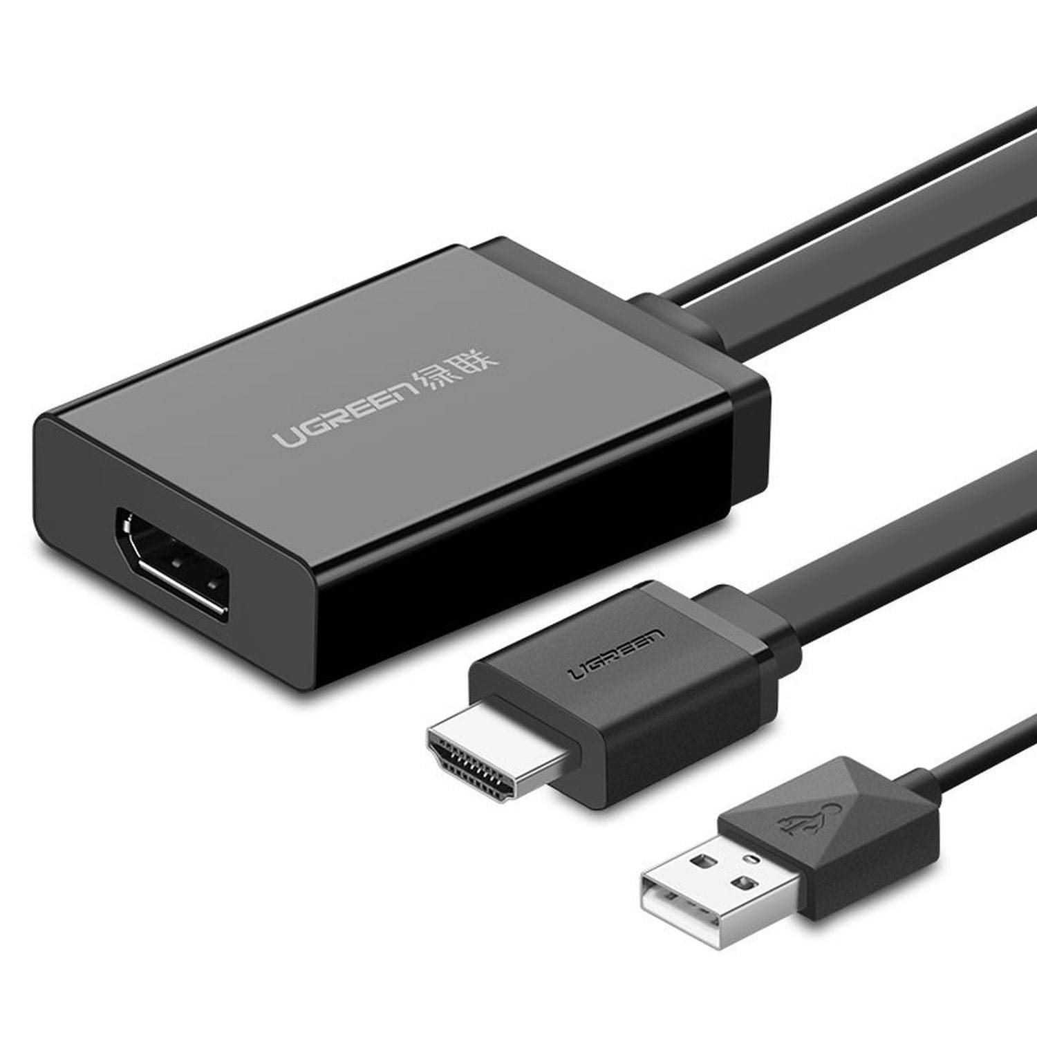 Ugreen unidirektionaler HDMI-Adapter (männlich) - Display Port (weiblich) + USB (für Stromversorgung) Videoadapter 0,5 m