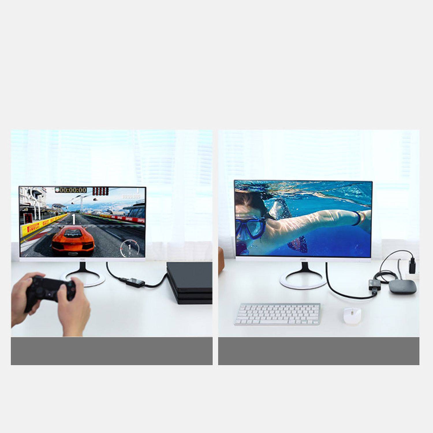 Ugreen unidirektionaler HDMI-Adapter (männlich) - Display Port (weiblich) + USB (für Stromversorgung) Videoadapter 0,5 m