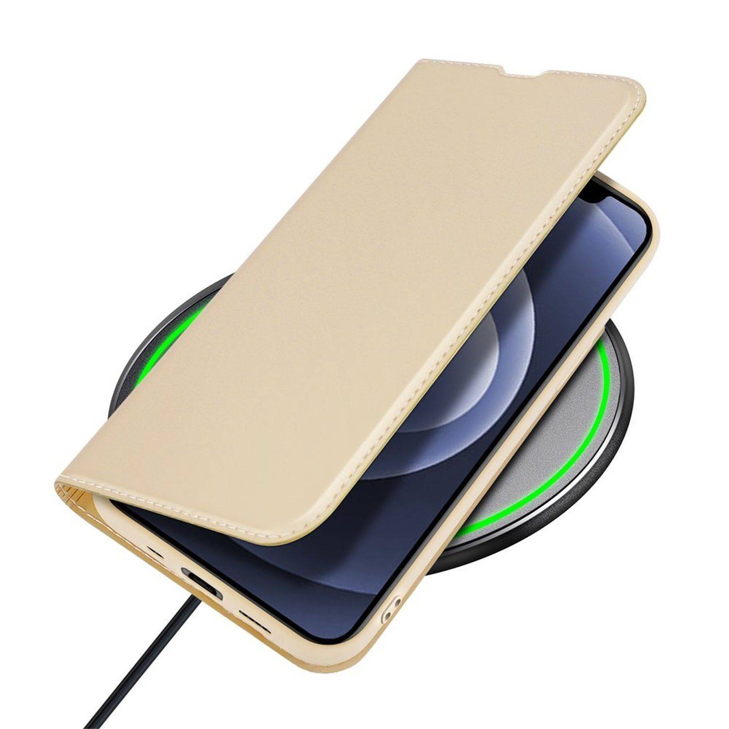Buch Tasche "Dux Ducis" für iPhone 14 Handy Hülle Etui Brieftasche Schutzhülle mit Standfunktion, Kartenfach Gold