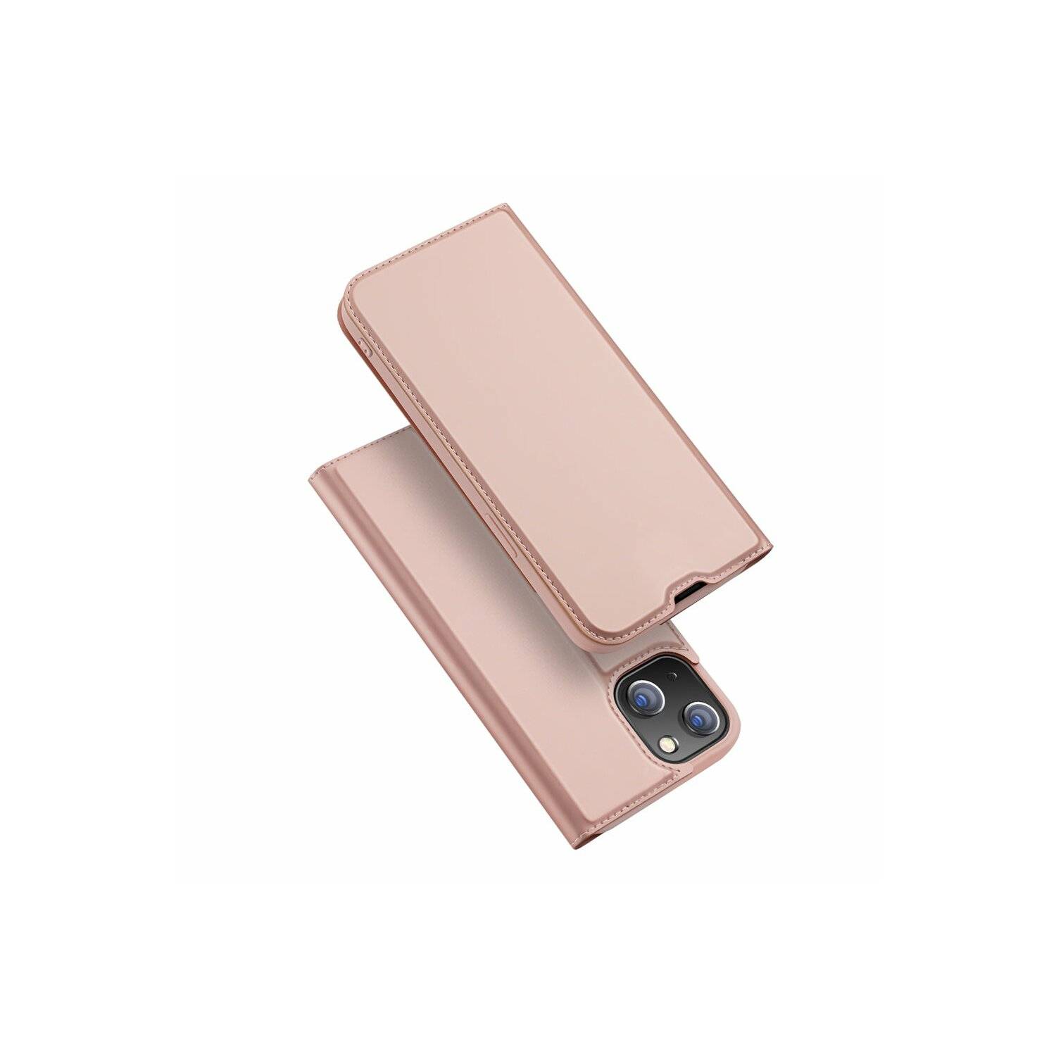 Buch Tasche "Dux Ducis" kompatibel mit iPhone 14 Plus Handy Hülle Etui Brieftasche mit Standfunktion, Kartenfach Rose