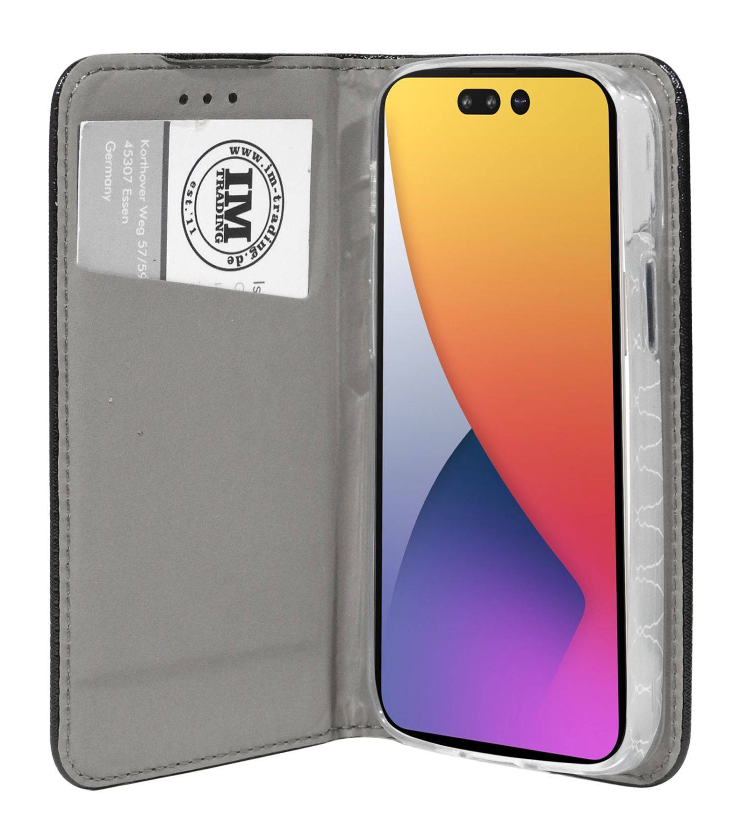 Buch Tasche "Smart" für iPhone 14 Handy Hülle Etui Brieftasche Schutzhülle mit Standfunktion, Kartenfach Schwarz