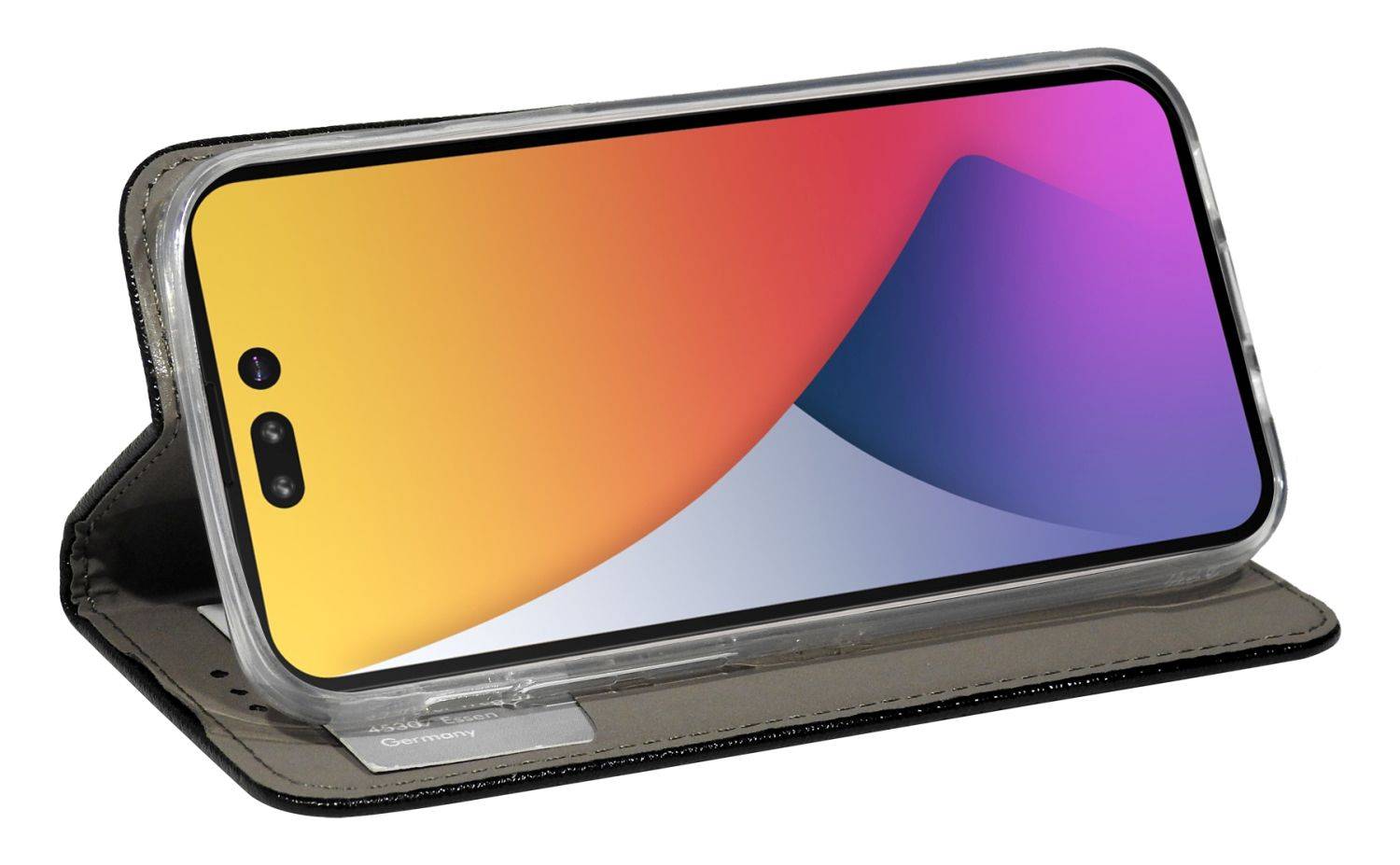 Buch Tasche "Smart" für iPhone 14 Handy Hülle Etui Brieftasche Schutzhülle mit Standfunktion, Kartenfach Schwarz