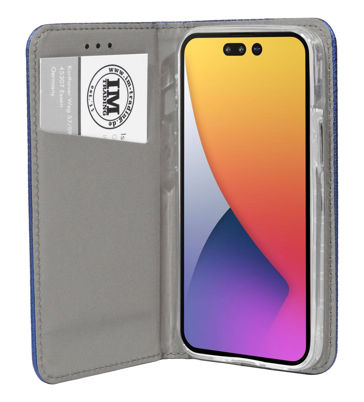 Buch Tasche "Smart" für iPhone 14 Handy Hülle Etui Brieftasche Schutzhülle mit Standfunktion, Kartenfach Blau