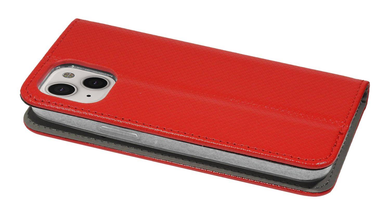 Buch Tasche "Smart" für iPhone 14 Handy Hülle Etui Brieftasche Schutzhülle mit Standfunktion, Kartenfach Rot