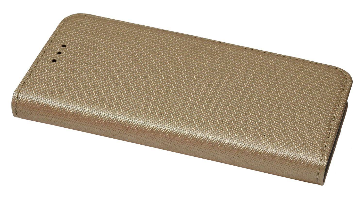 Buch Tasche "Smart" für iPhone 14 Handy Hülle Etui Brieftasche Schutzhülle mit Standfunktion, Kartenfach Gold