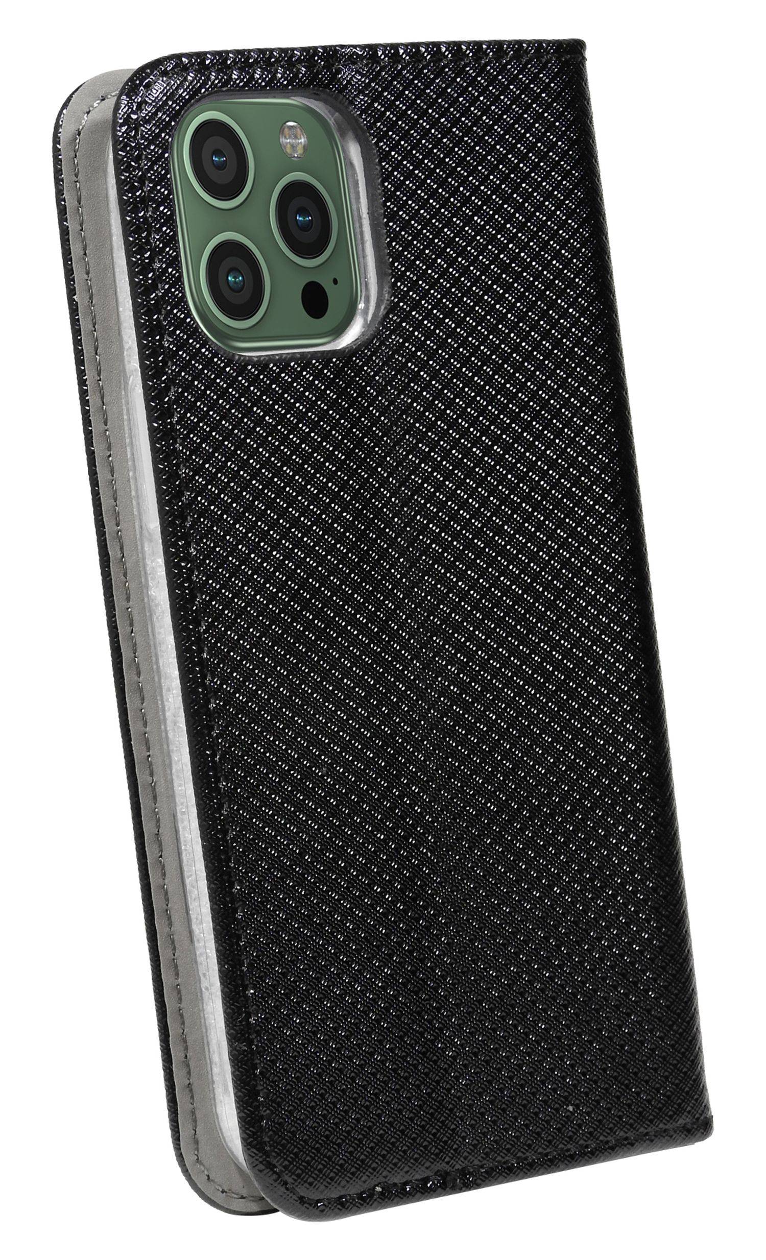 Buch Tasche "Smart" für iPhone 14 Pro Handy Hülle Etui Brieftasche Schutzhülle mit Standfunktion, Kartenfach Schwarz