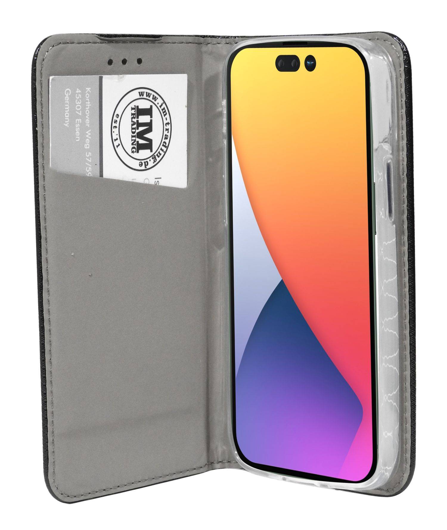 Buch Tasche "Smart" für iPhone 14 Pro Handy Hülle Etui Brieftasche Schutzhülle mit Standfunktion, Kartenfach Schwarz