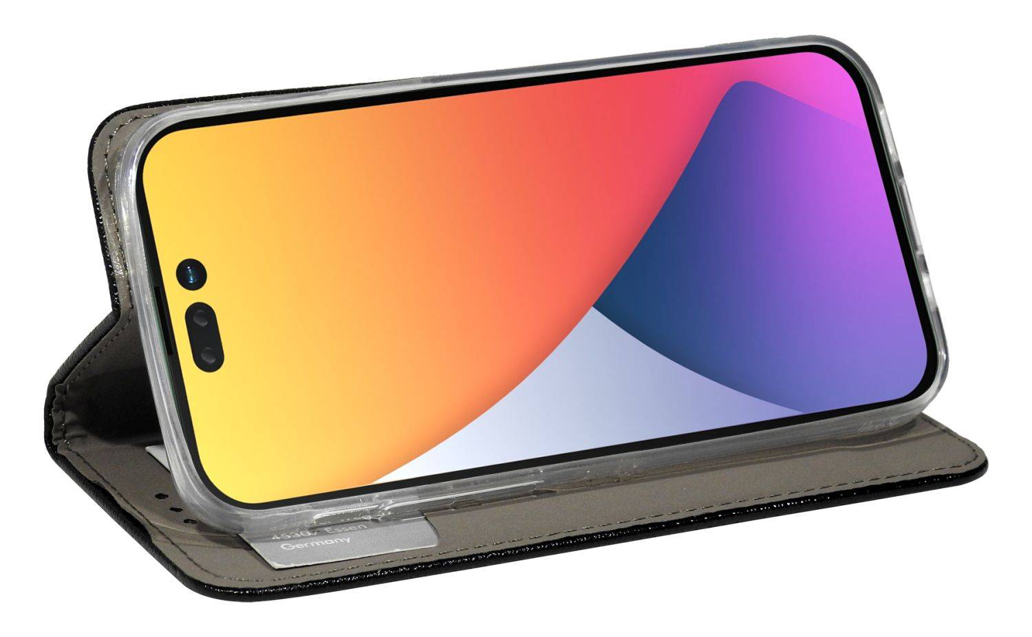 Buch Tasche "Smart" für iPhone 14 Pro Handy Hülle Etui Brieftasche Schutzhülle mit Standfunktion, Kartenfach Schwarz