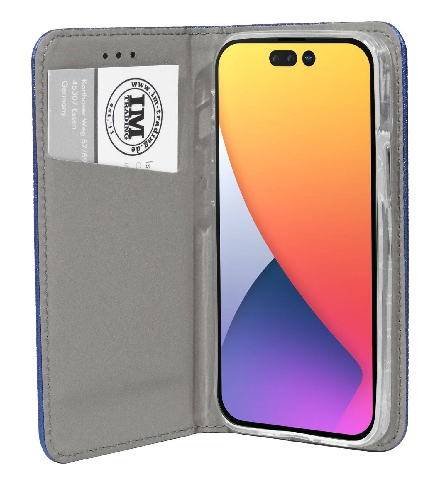 Buch Tasche "Smart" für iPhone 14 Pro Handy Hülle Etui Brieftasche Schutzhülle mit Standfunktion, Kartenfach Blau