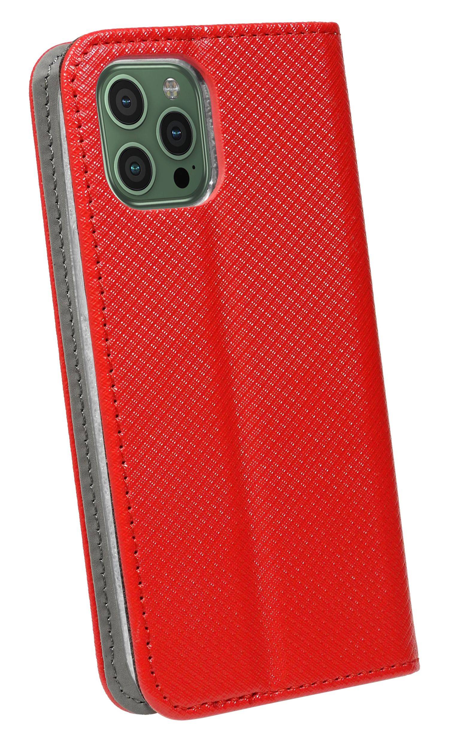 Buch Tasche "Smart" für iPhone 14 Pro Handy Hülle Etui Brieftasche Schutzhülle mit Standfunktion, Kartenfach Rot