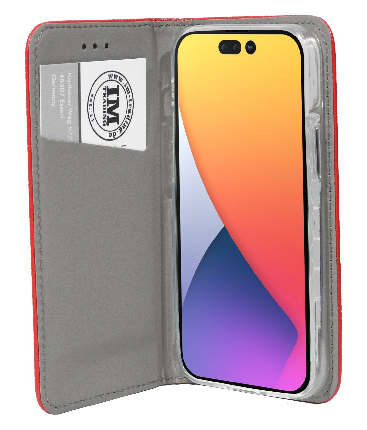 Buch Tasche "Smart" für iPhone 14 Pro Handy Hülle Etui Brieftasche Schutzhülle mit Standfunktion, Kartenfach Rot