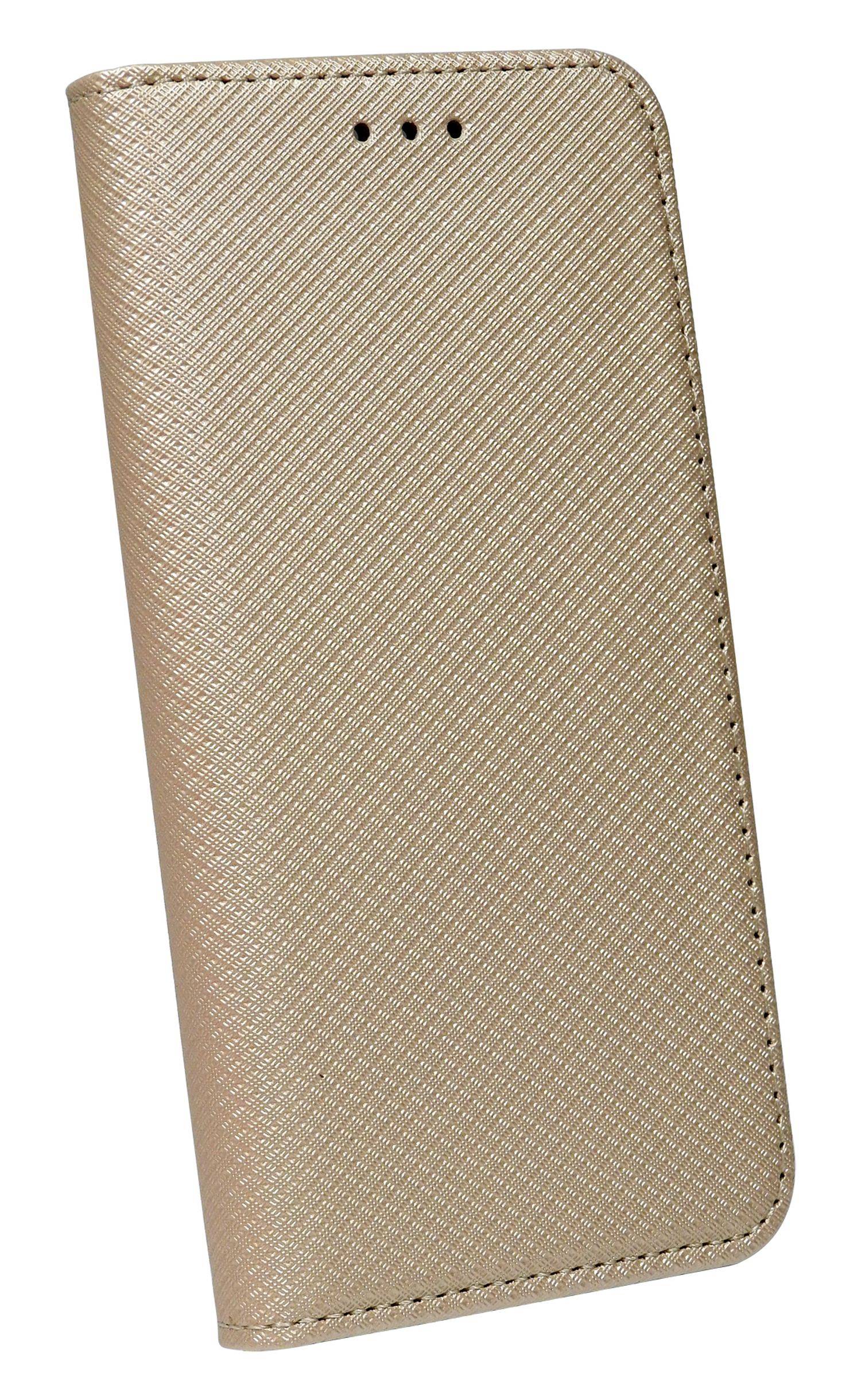 Buch Tasche "Smart" für iPhone 14 Pro Handy Hülle Etui Brieftasche Schutzhülle mit Standfunktion, Kartenfach Gold