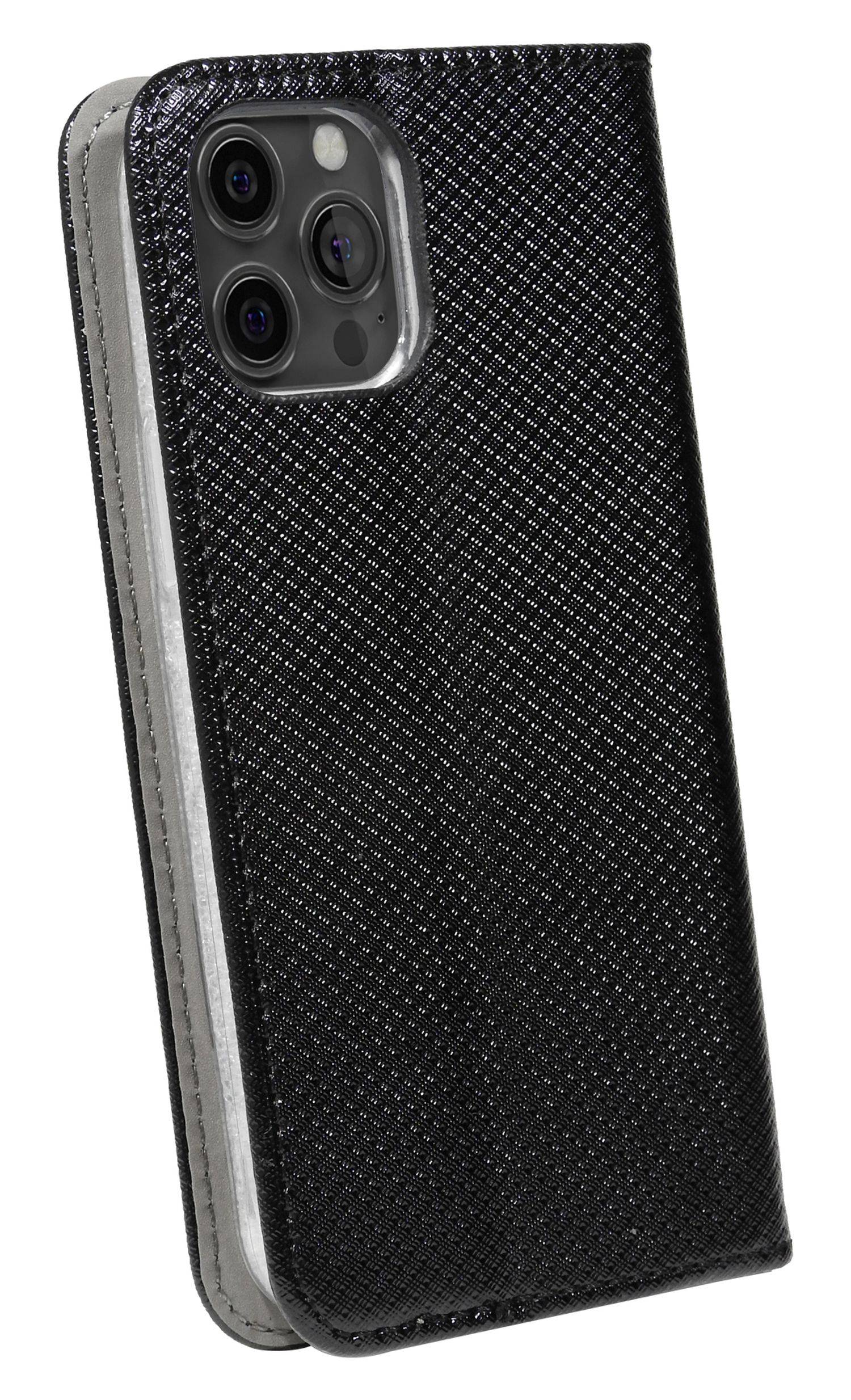 Buch Tasche "Smart" für iPhone 14 Pro Max Handy Hülle Etui Brieftasche Schutzhülle mit Standfunktion, Kartenfach Schwarz