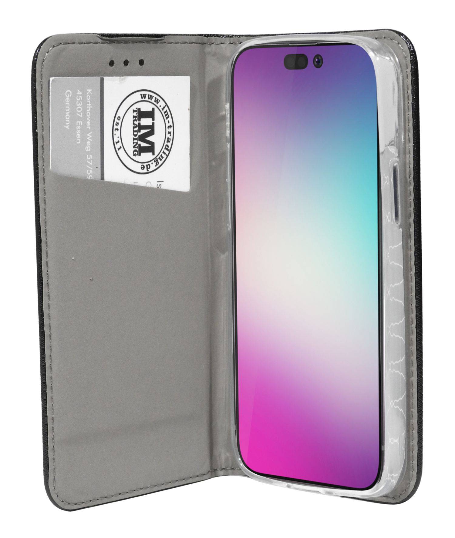 Buch Tasche "Smart" für iPhone 14 Pro Max Handy Hülle Etui Brieftasche Schutzhülle mit Standfunktion, Kartenfach Schwarz
