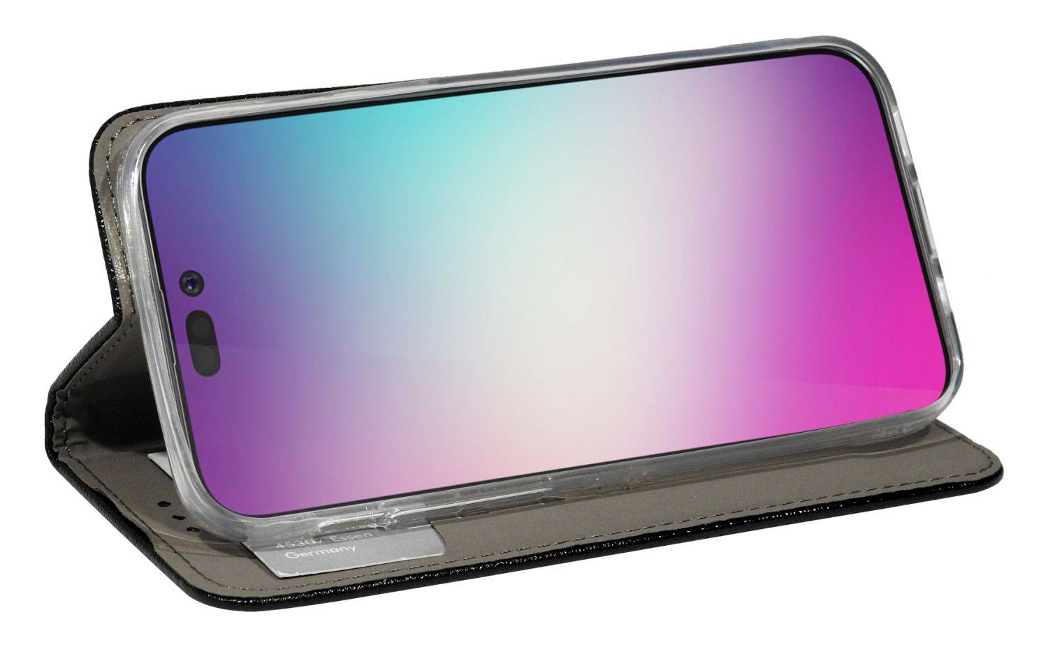 Buch Tasche "Smart" für iPhone 14 Pro Max Handy Hülle Etui Brieftasche Schutzhülle mit Standfunktion, Kartenfach Schwarz