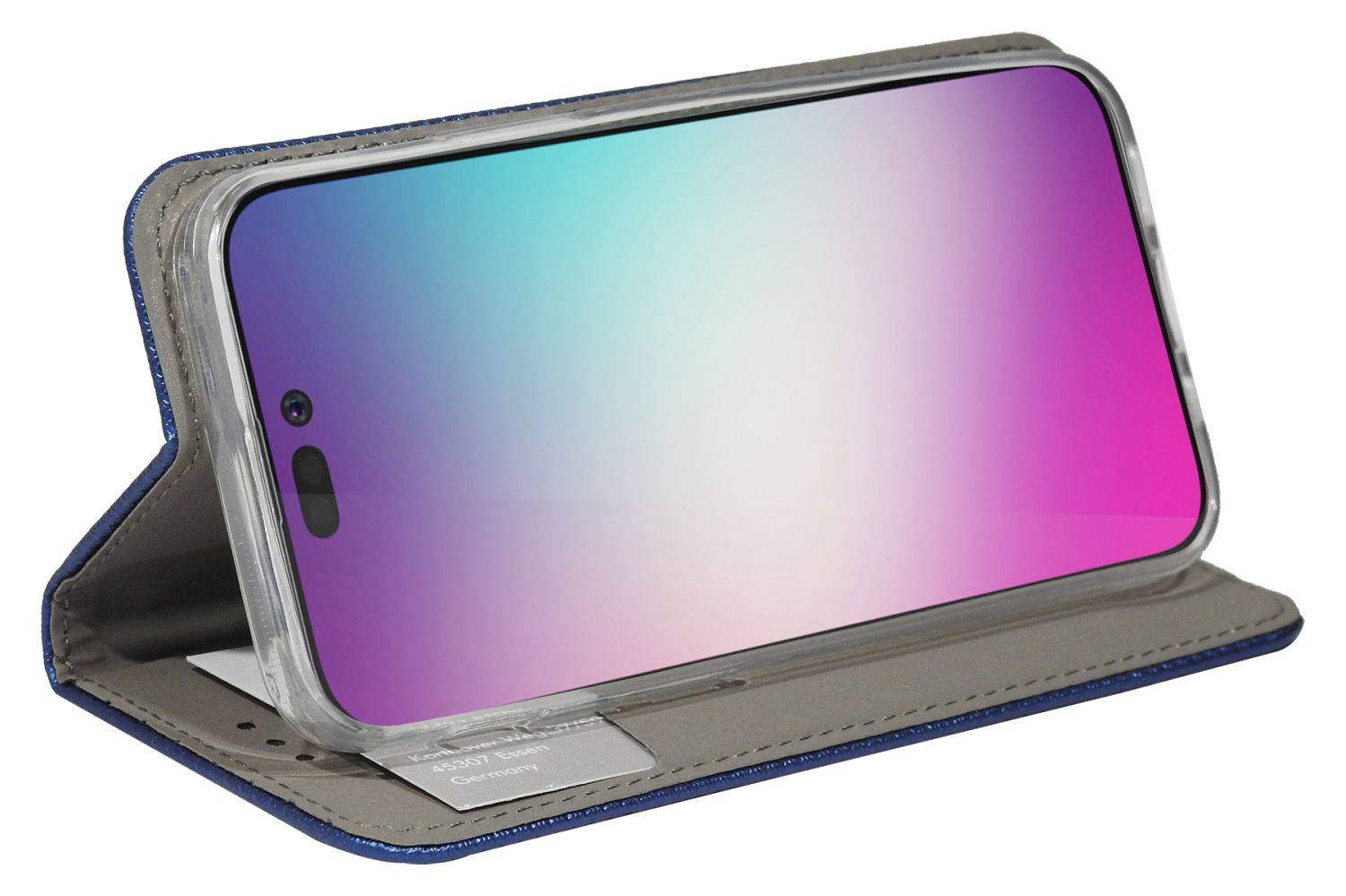 Buch Tasche "Smart" für iPhone 14 Pro Max Handy Hülle Etui Brieftasche Schutzhülle mit Standfunktion, Kartenfach Blau