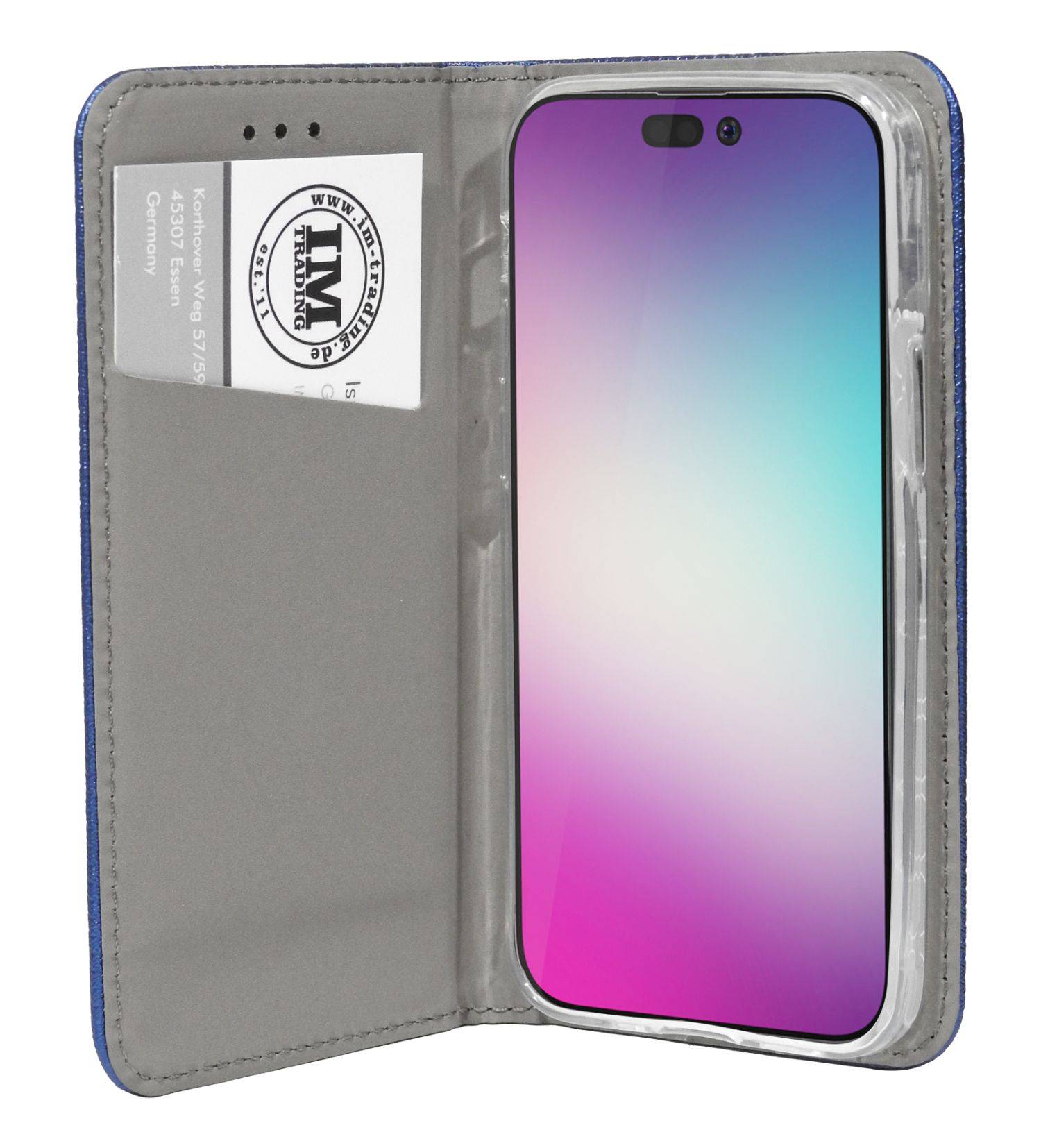 Buch Tasche "Smart" für iPhone 14 Pro Max Handy Hülle Etui Brieftasche Schutzhülle mit Standfunktion, Kartenfach Blau