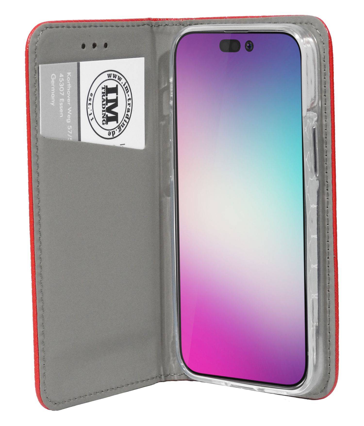 Buch Tasche "Smart" für iPhone 14 Pro Max Handy Hülle Etui Brieftasche Schutzhülle mit Standfunktion, Kartenfach Rot