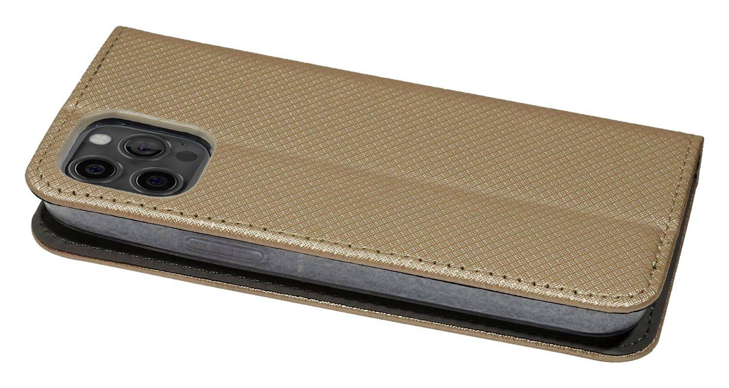 Buch Tasche "Smart" für iPhone 14 Pro Max Handy Hülle Etui Brieftasche Schutzhülle mit Standfunktion, Kartenfach Gold