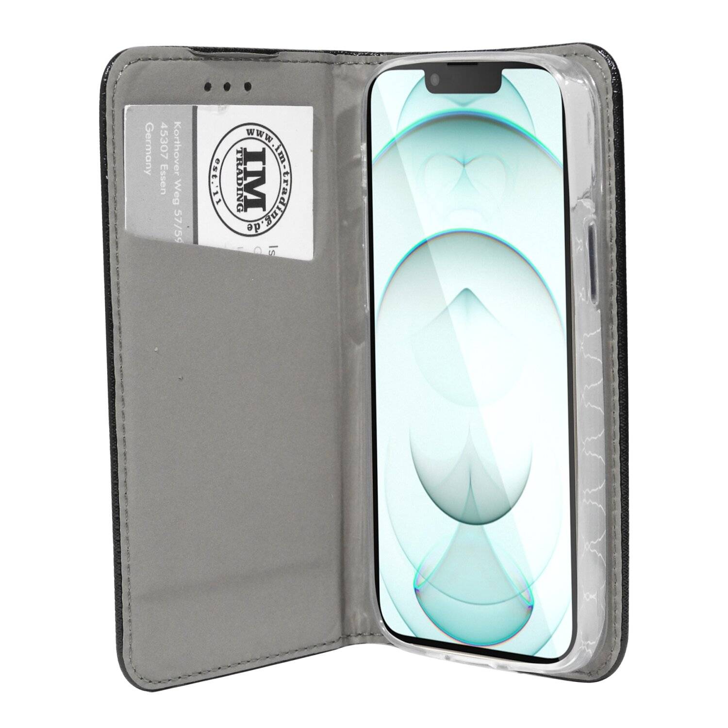 Buch Tasche "Smart" kompatibel mit iPhone 14 Plus Handy Hülle Etui Brieftasche mit Standfunktion, Kartenfach Schwarz